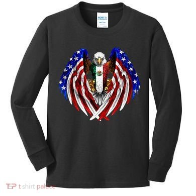 Mexican American Mexico Usa Flag Eagle Kids Long Sleeve Shirt