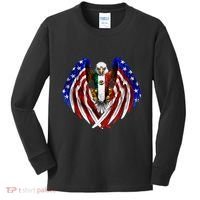 Mexican American Mexico Usa Flag Eagle Kids Long Sleeve Shirt thumb 0