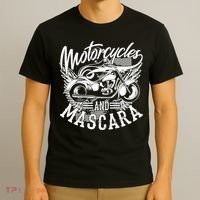 Motorcycles And Mascara Funny Gift Cute Makeup Motor Lover Funny Gift T-Shirt thumb 3