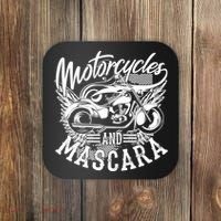 Motorcycles And Mascara Funny Gift Cute Makeup Motor Lover Funny Gift Coaster thumb 0