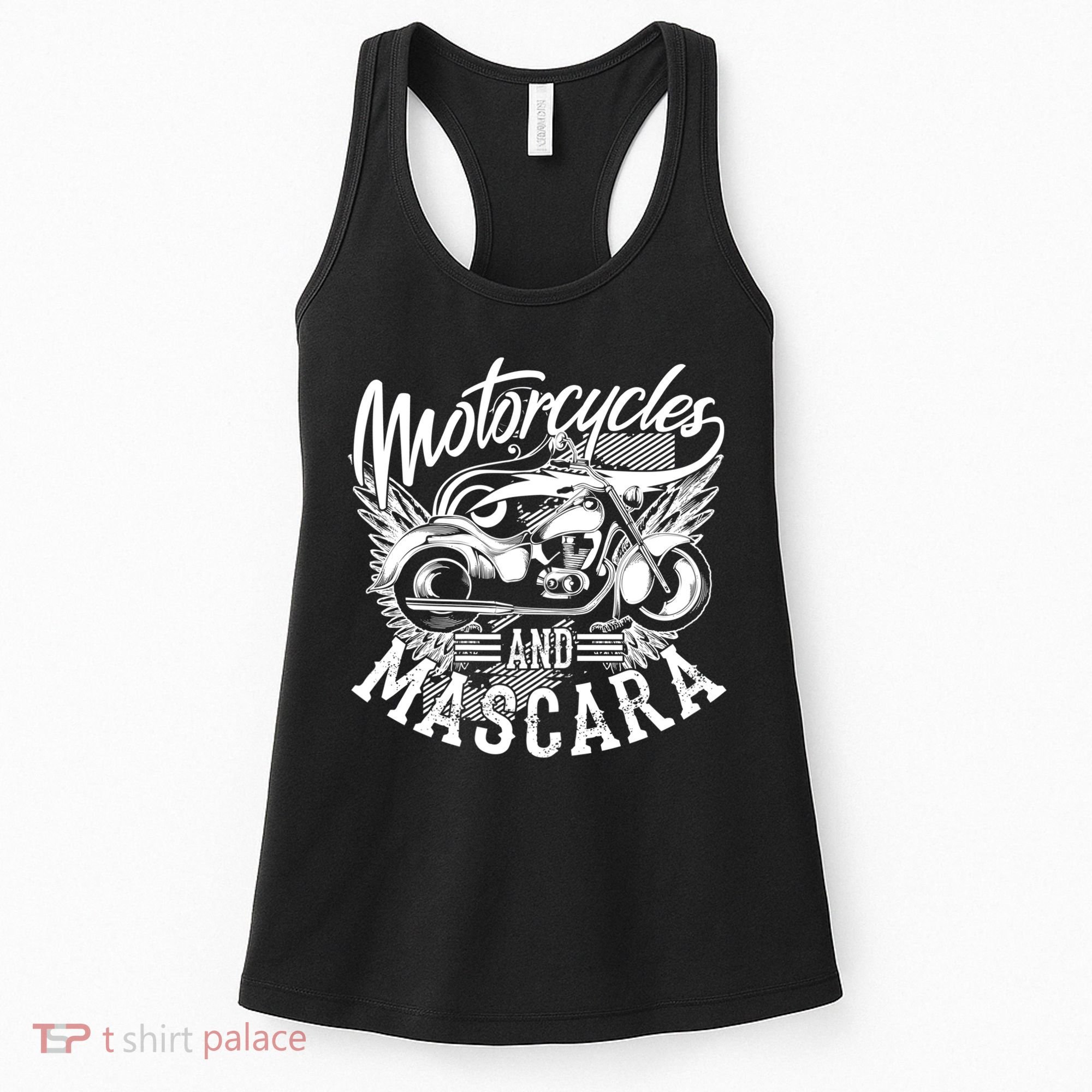 Motorcycles And Mascara Funny Gift Cute Makeup Motor Lover Funny Gift Women's Tank Top