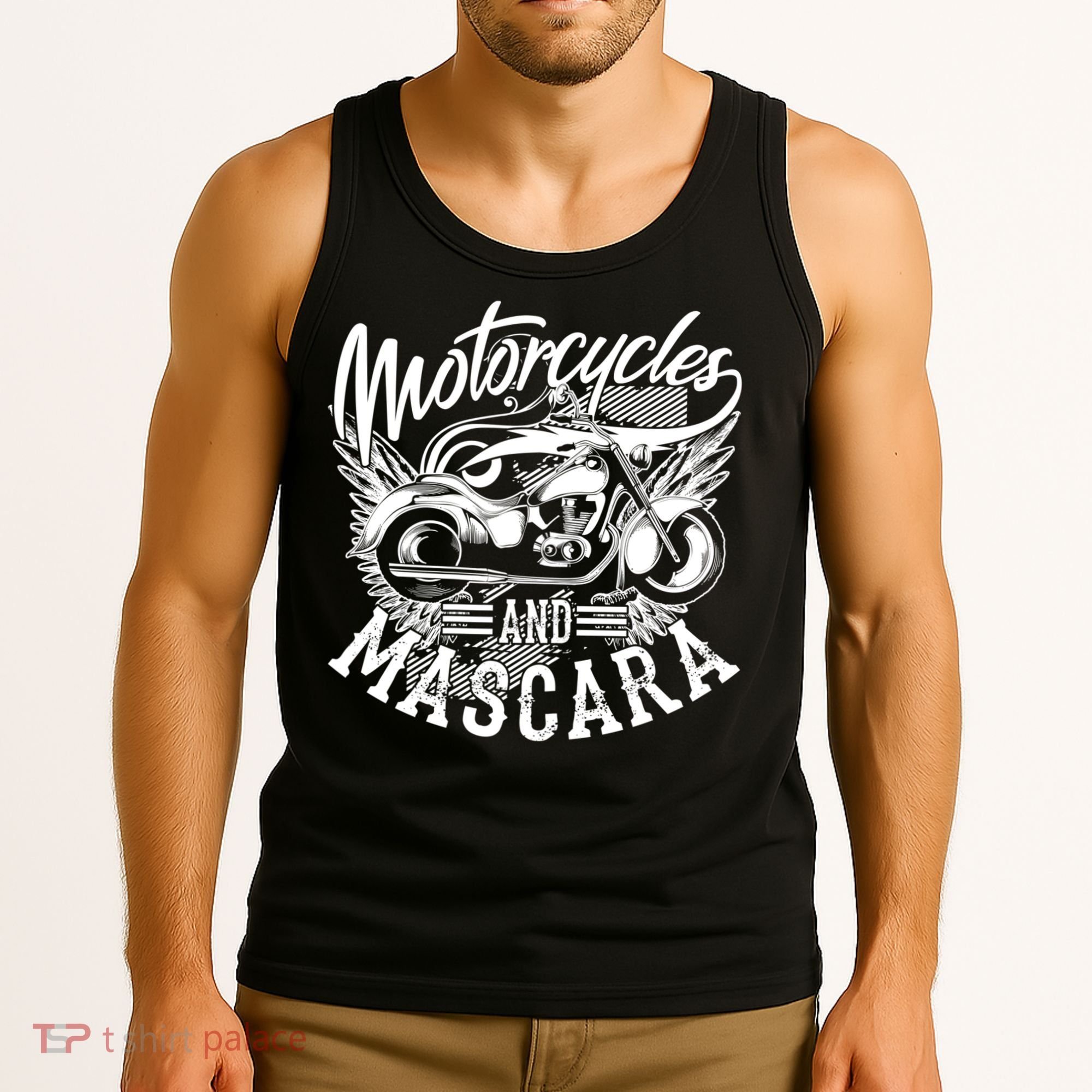 Motorcycles And Mascara Funny Gift Cute Makeup Motor Lover Funny Gift Tank Top