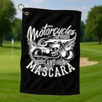 Motorcycles And Mascara Funny Gift Cute Makeup Motor Lover Funny Gift Golf Towel thumb 1