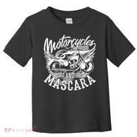 Motorcycles And Mascara Funny Gift Cute Makeup Motor Lover Funny Gift Toddler T-Shirt thumb 0