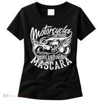 Motorcycles And Mascara Funny Gift Cute Makeup Motor Lover Funny Gift Women's T-Shirt thumb 0