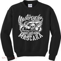Motorcycles And Mascara Funny Gift Cute Makeup Motor Lover Funny Gift Kids Sweatshirt thumb 0