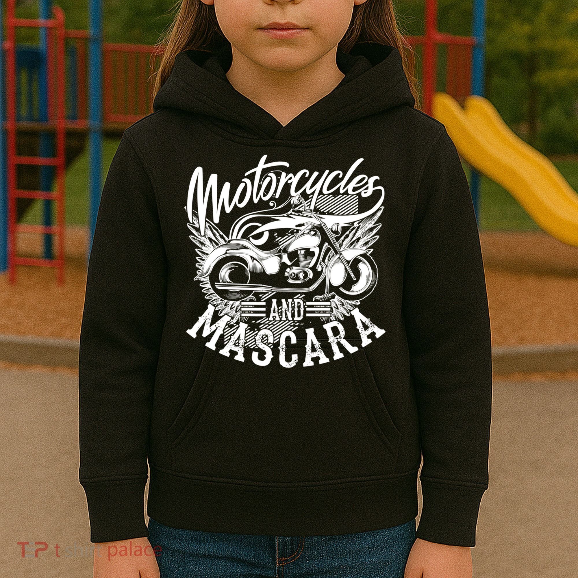 Motorcycles And Mascara Funny Gift Cute Makeup Motor Lover Funny Gift Kids Hoodie