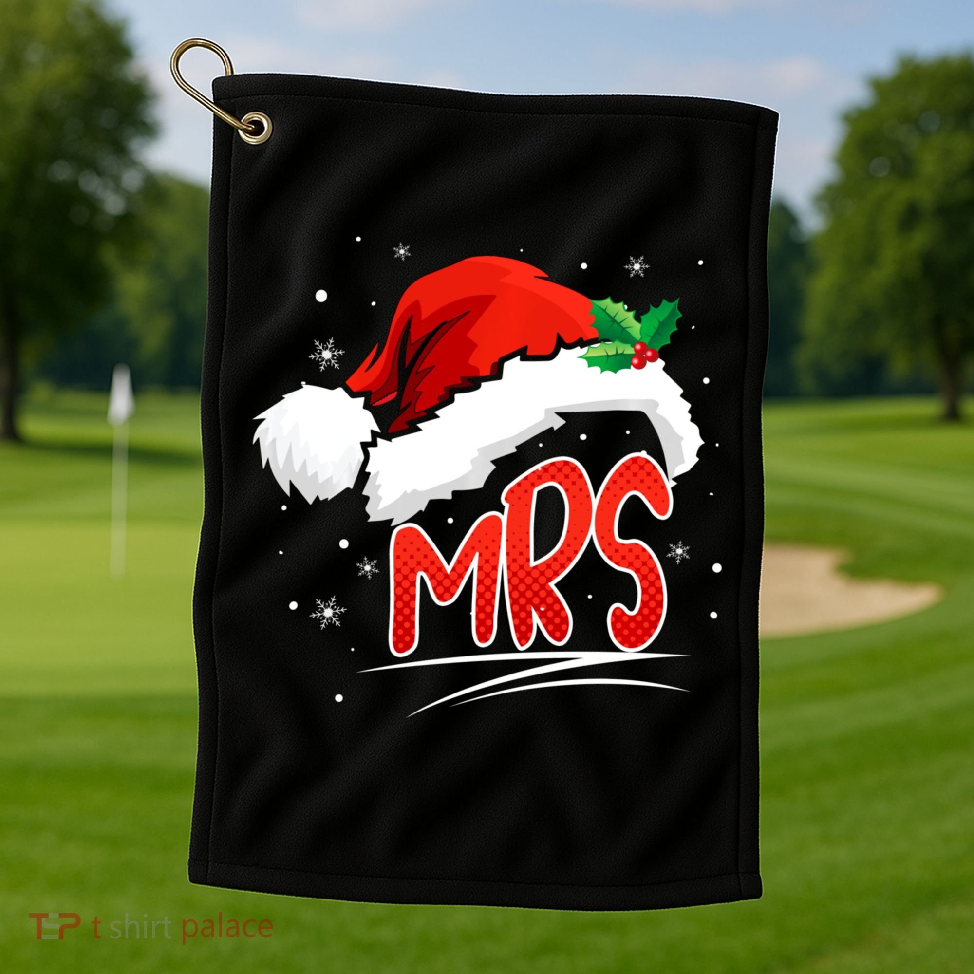 Mr. And Mrs. Christmas Santa Claus Matching His Hers Golf Towel