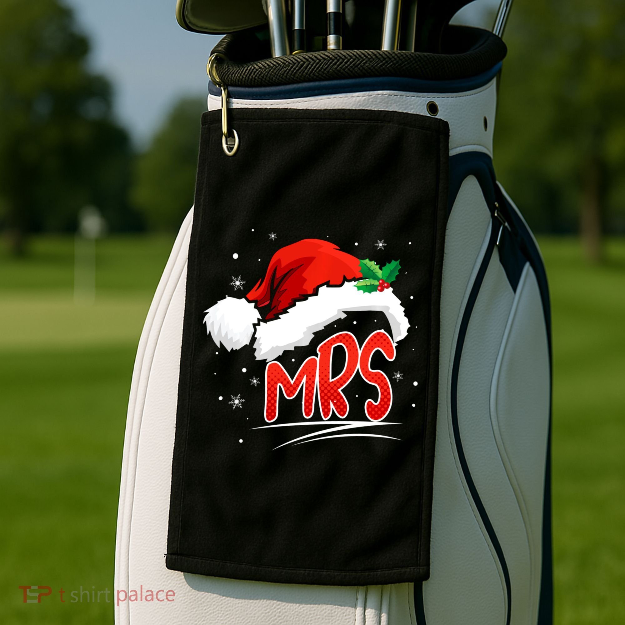 Mr. And Mrs. Christmas Santa Claus Matching His Hers Golf Towel