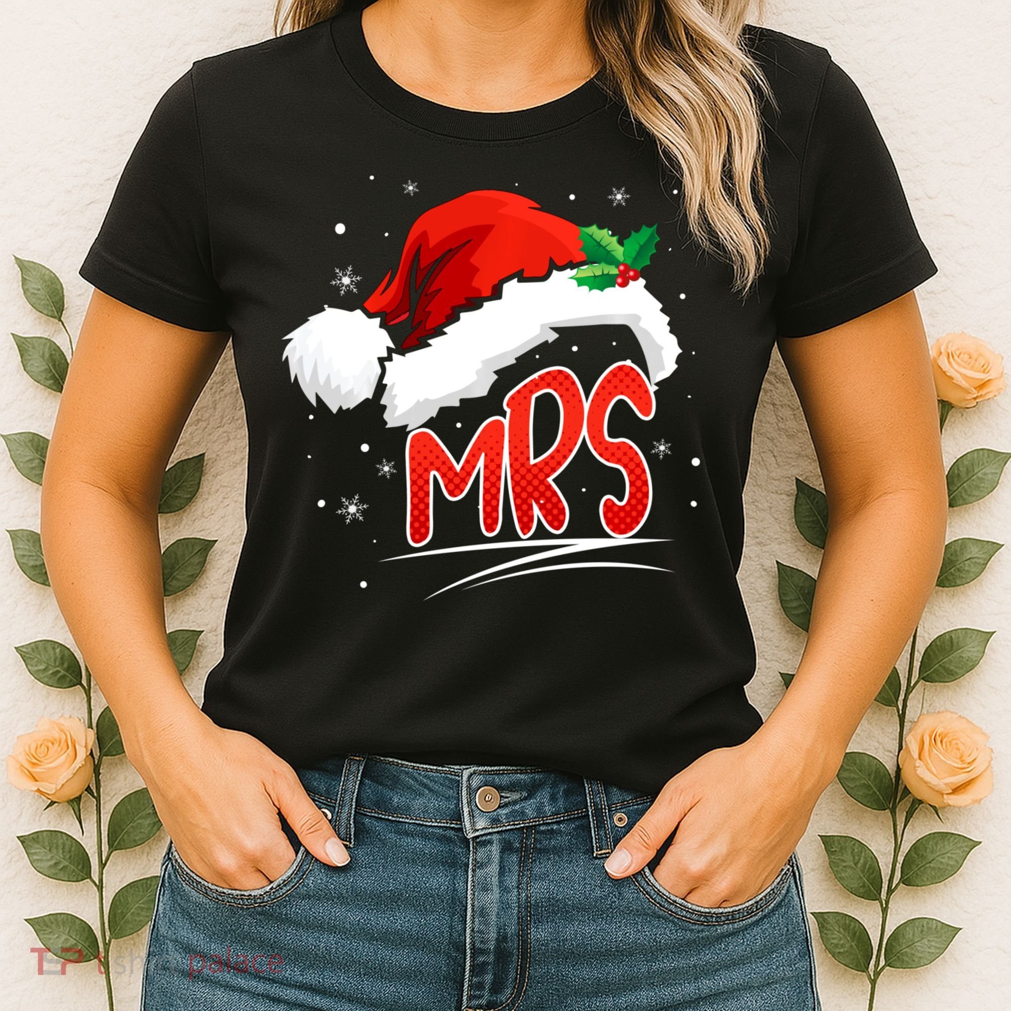 Mr. And Mrs. Christmas Santa Claus Matching His Hers Women's T-Shirt