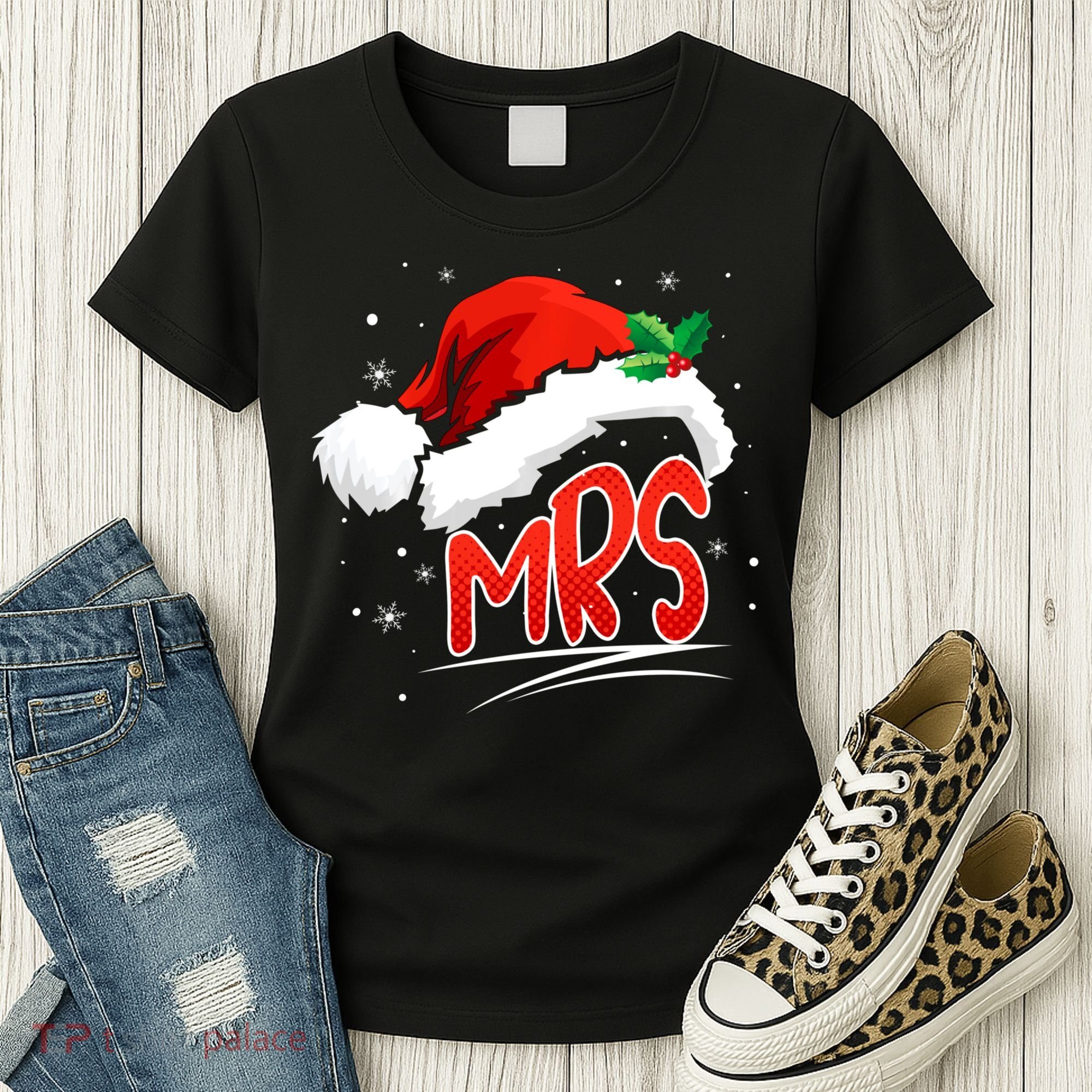 Mr. And Mrs. Christmas Santa Claus Matching His Hers Women's T-Shirt