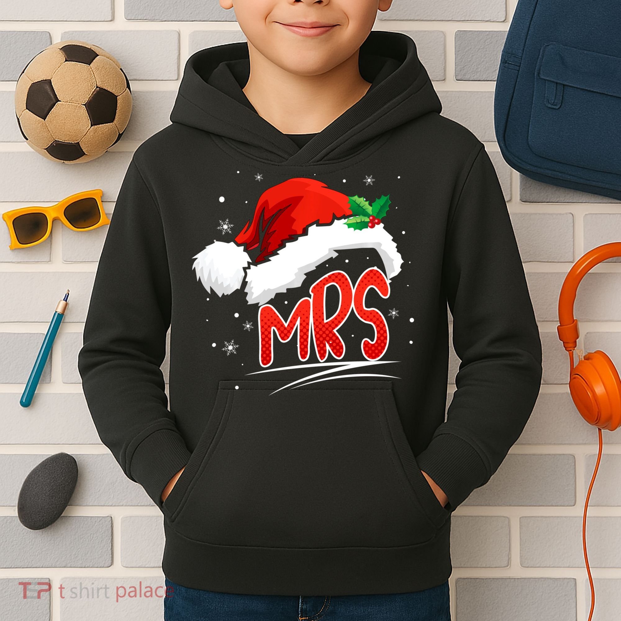 Mr. And Mrs. Christmas Santa Claus Matching His Hers Kids Hoodie