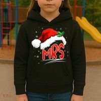 Mr. And Mrs. Christmas Santa Claus Matching His Hers Kids Hoodie thumb 3