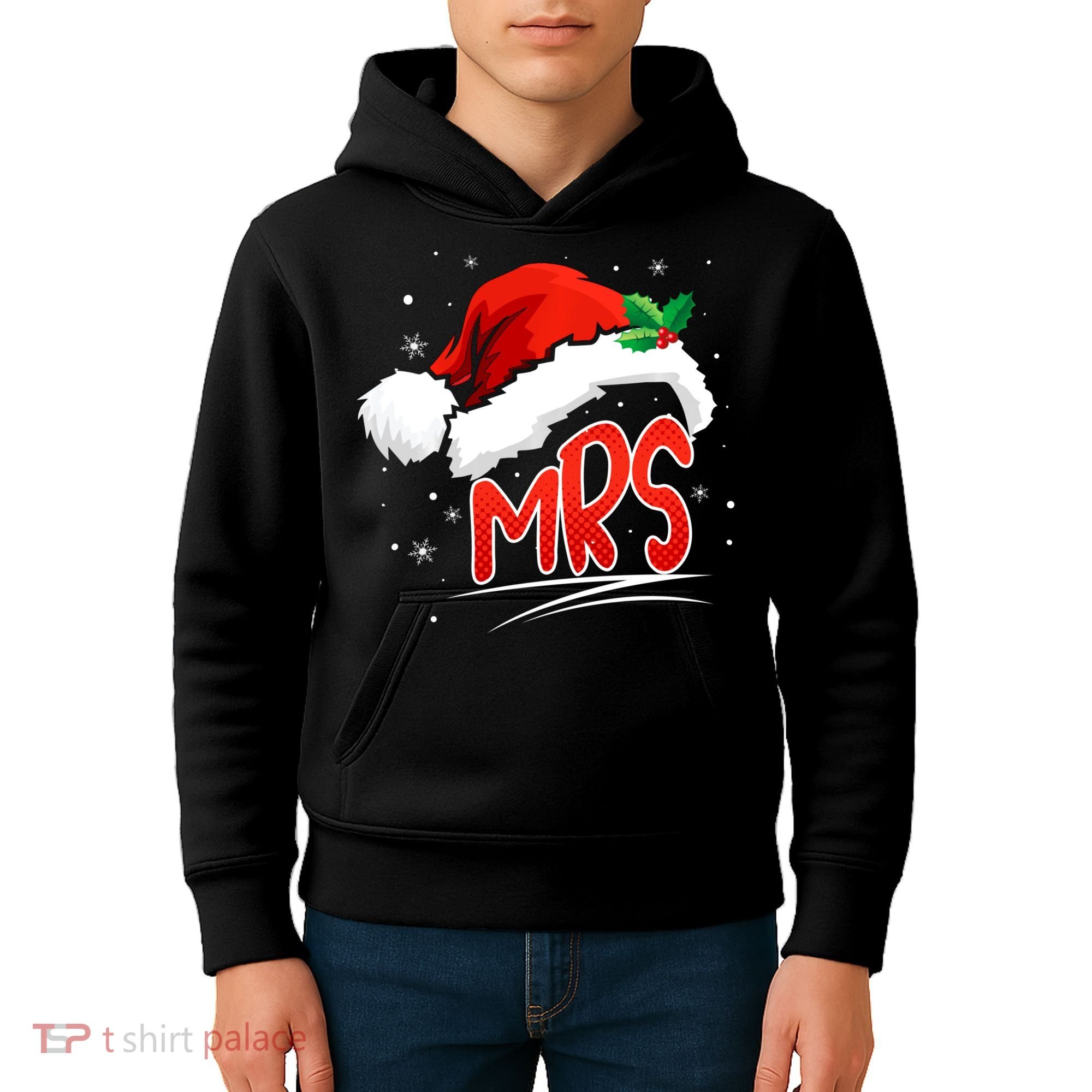 Mr. And Mrs. Christmas Santa Claus Matching His Hers Kids Hoodie