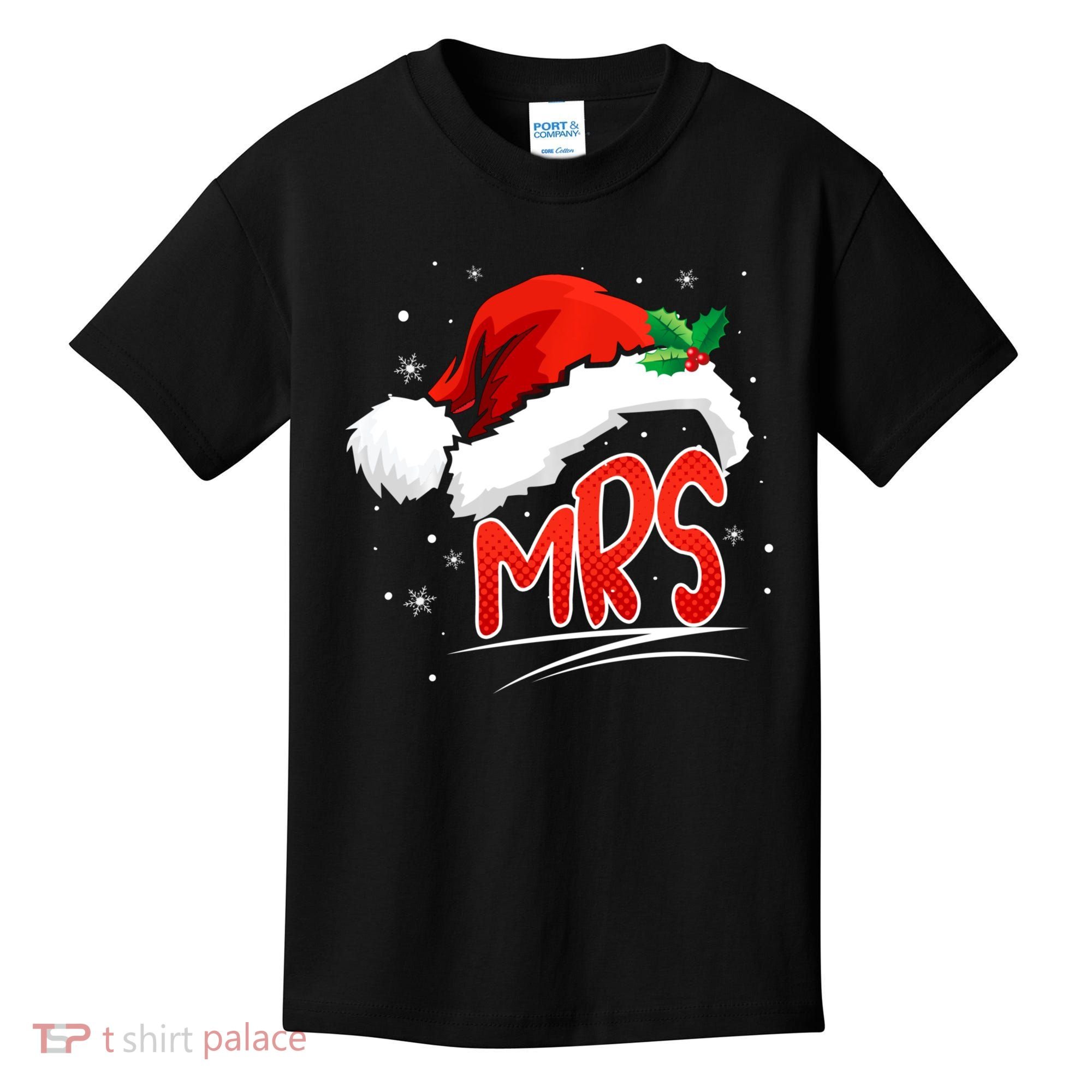 Mr. And Mrs. Christmas Santa Claus Matching His Hers Kids T-Shirt