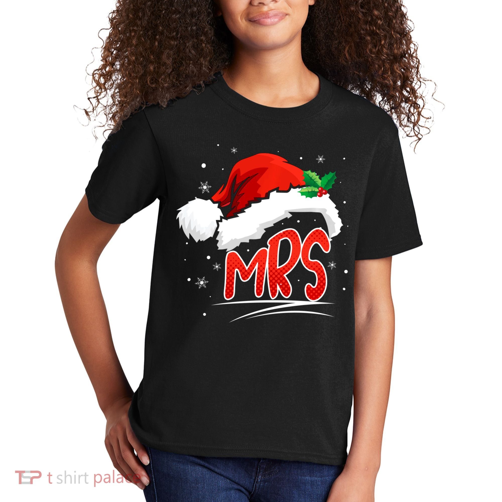 Mr. And Mrs. Christmas Santa Claus Matching His Hers Kids T-Shirt