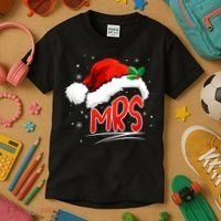 Mr. And Mrs. Christmas Santa Claus Matching His Hers Kids T-Shirt thumb 3