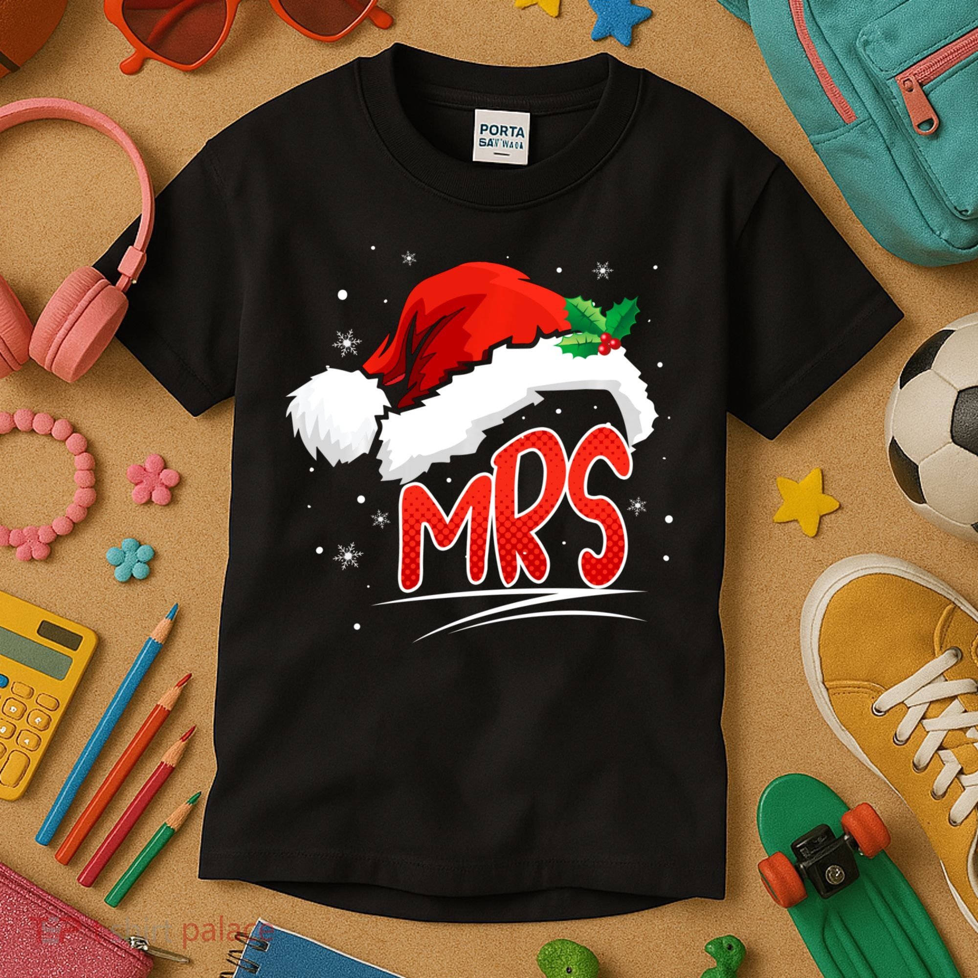 Mr. And Mrs. Christmas Santa Claus Matching His Hers Kids T-Shirt