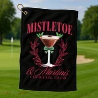 Mistletoe And Martinis Cute Christmas Espresso Martini Meaningful Gift Golf Towel thumb 1