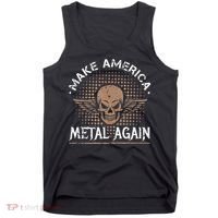 Make America Metal Again Skull Rock And Roll Heavy Music Tank Top thumb 0