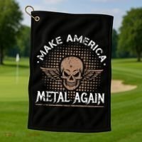 Make America Metal Again Skull Rock And Roll Heavy Music Golf Towel thumb 1