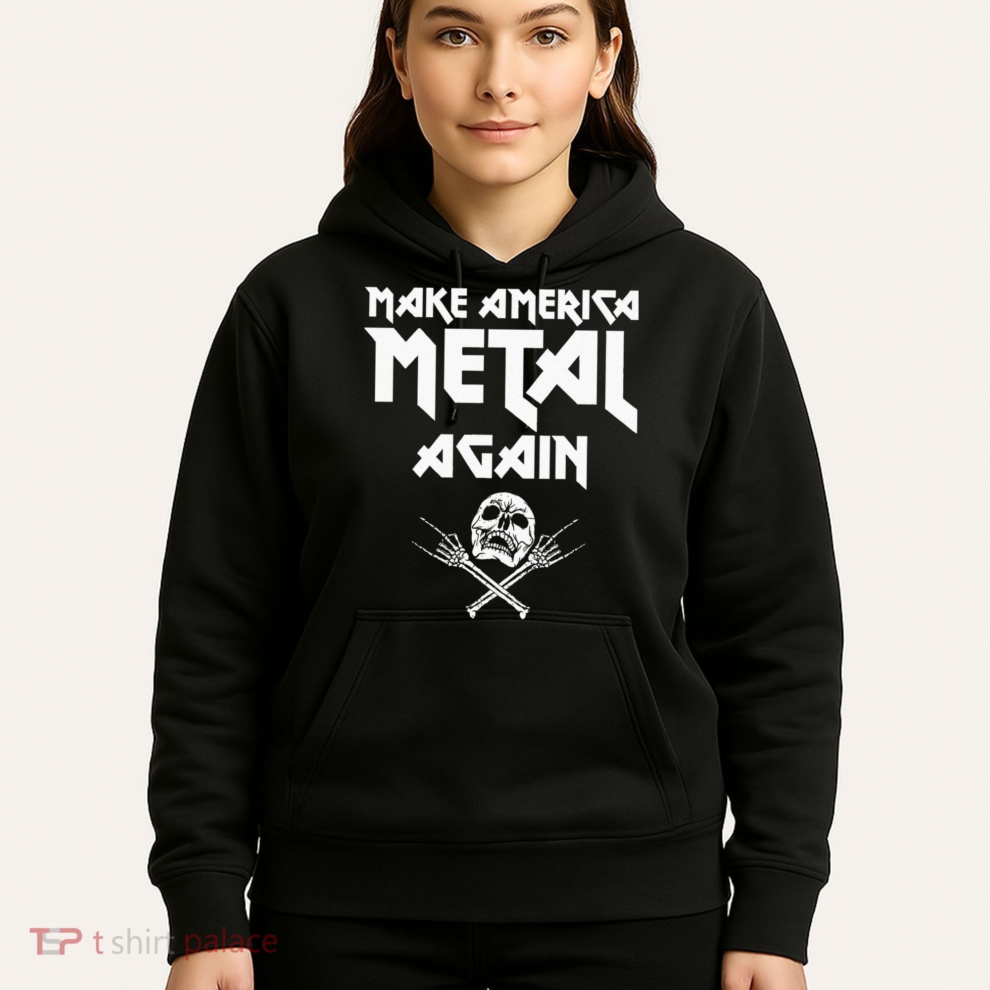 Make America Metal Again Skull Rock And Roll Heavy Music Hoodie