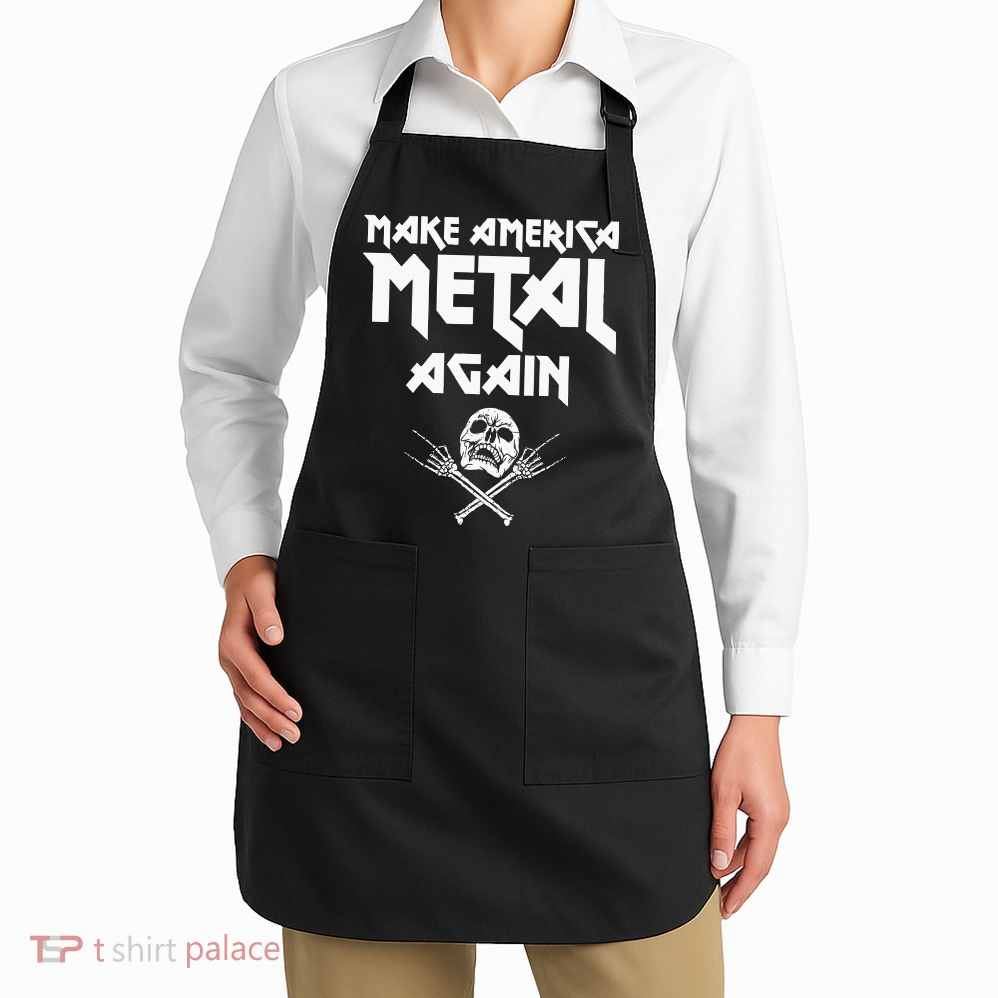 Make America Metal Again Skull Rock And Roll Heavy Music Apron