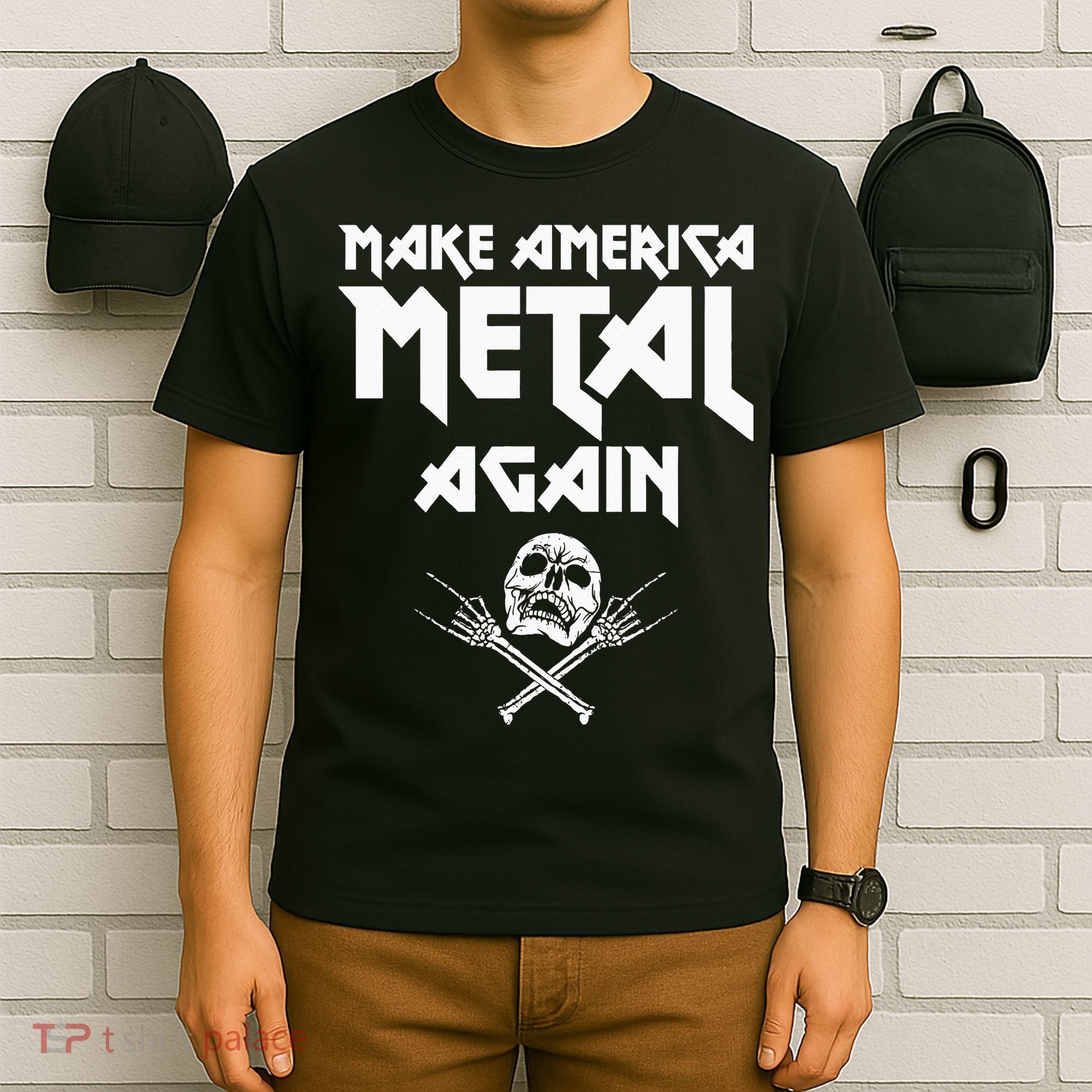 Make America Metal Again Skull Rock And Roll Heavy Music T-Shirt