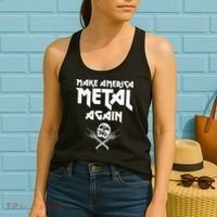 Make America Metal Again Skull Rock And Roll Heavy Music Women's Tank Top thumb 2