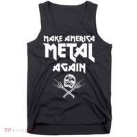 Make America Metal Again Skull Rock And Roll Heavy Music Tank Top thumb 0