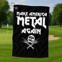 Make America Metal Again Skull Rock And Roll Heavy Music Golf Towel thumb 1