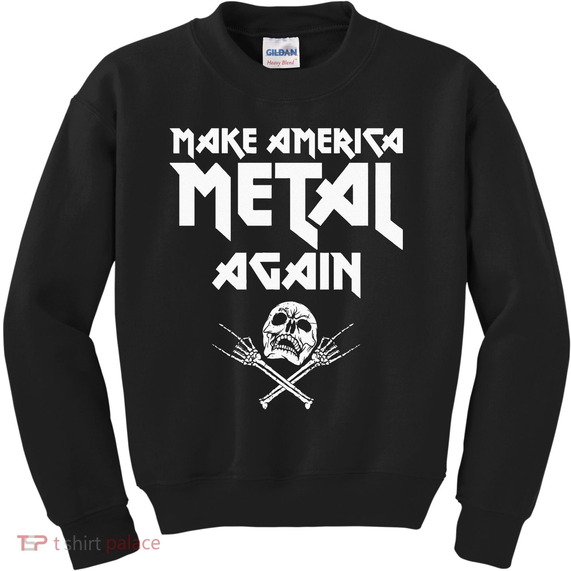 Make America Metal Again Skull Rock And Roll Heavy Music Kids Sweatshirt