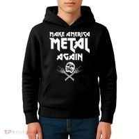 Make America Metal Again Skull Rock And Roll Heavy Music Kids Hoodie thumb 4