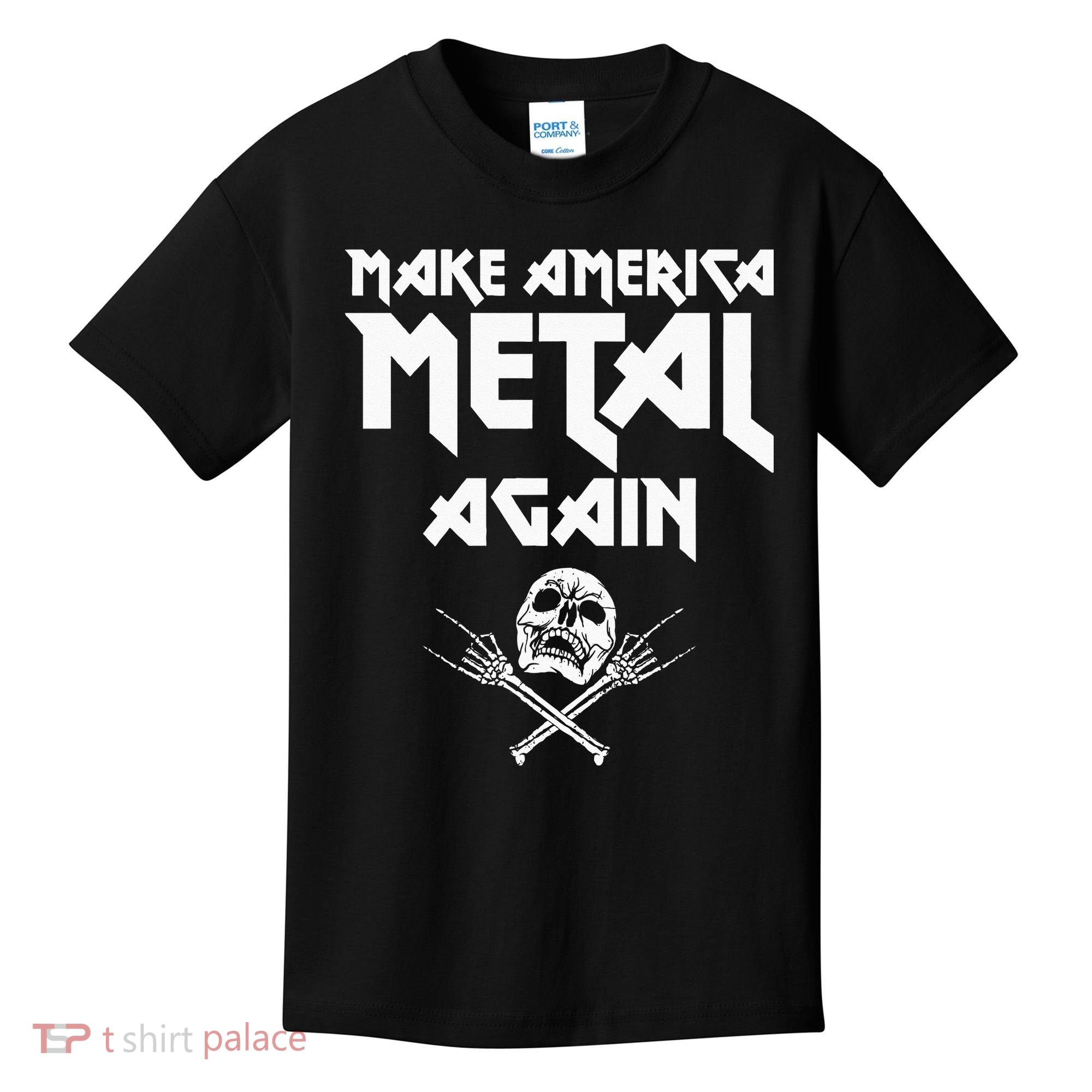Make America Metal Again Skull Rock And Roll Heavy Music Kids T-Shirt