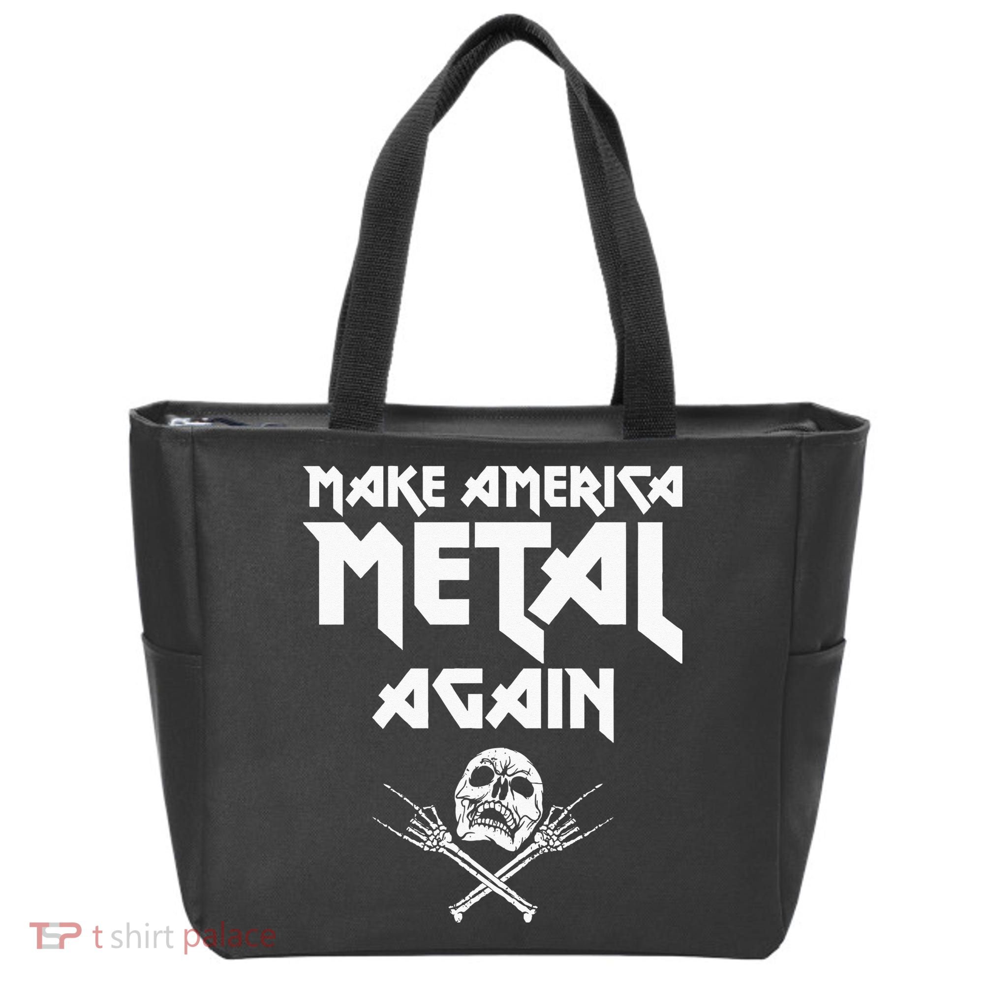 Make America Metal Again Skull Rock And Roll Heavy Music Tote Bag