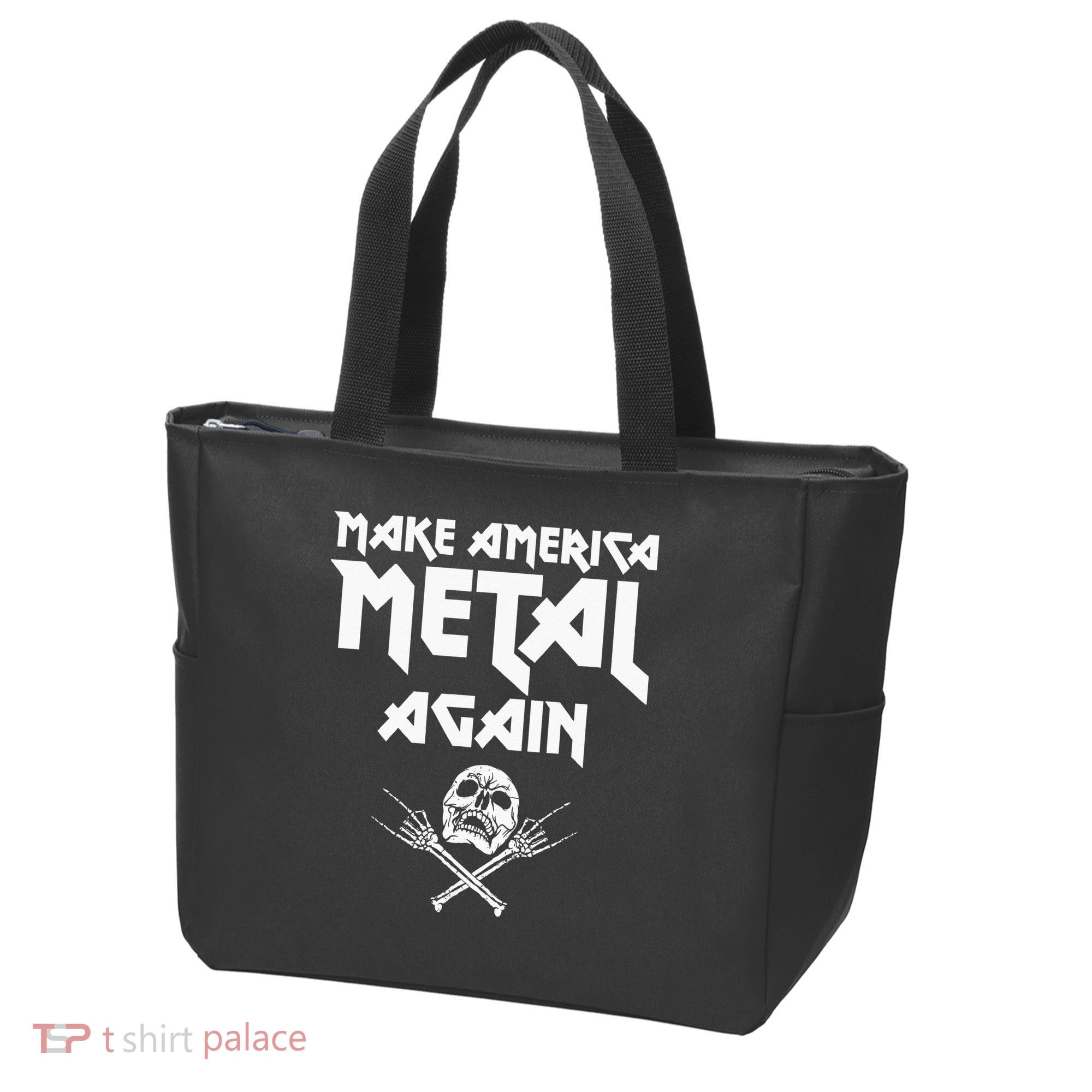 Make America Metal Again Skull Rock And Roll Heavy Music Tote Bag