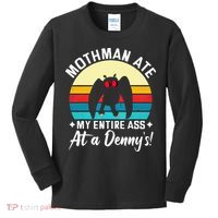 Mothman Ate My Entire Ass Vintage Mothman Cryptid Funny Kids Long Sleeve Shirt thumb 0