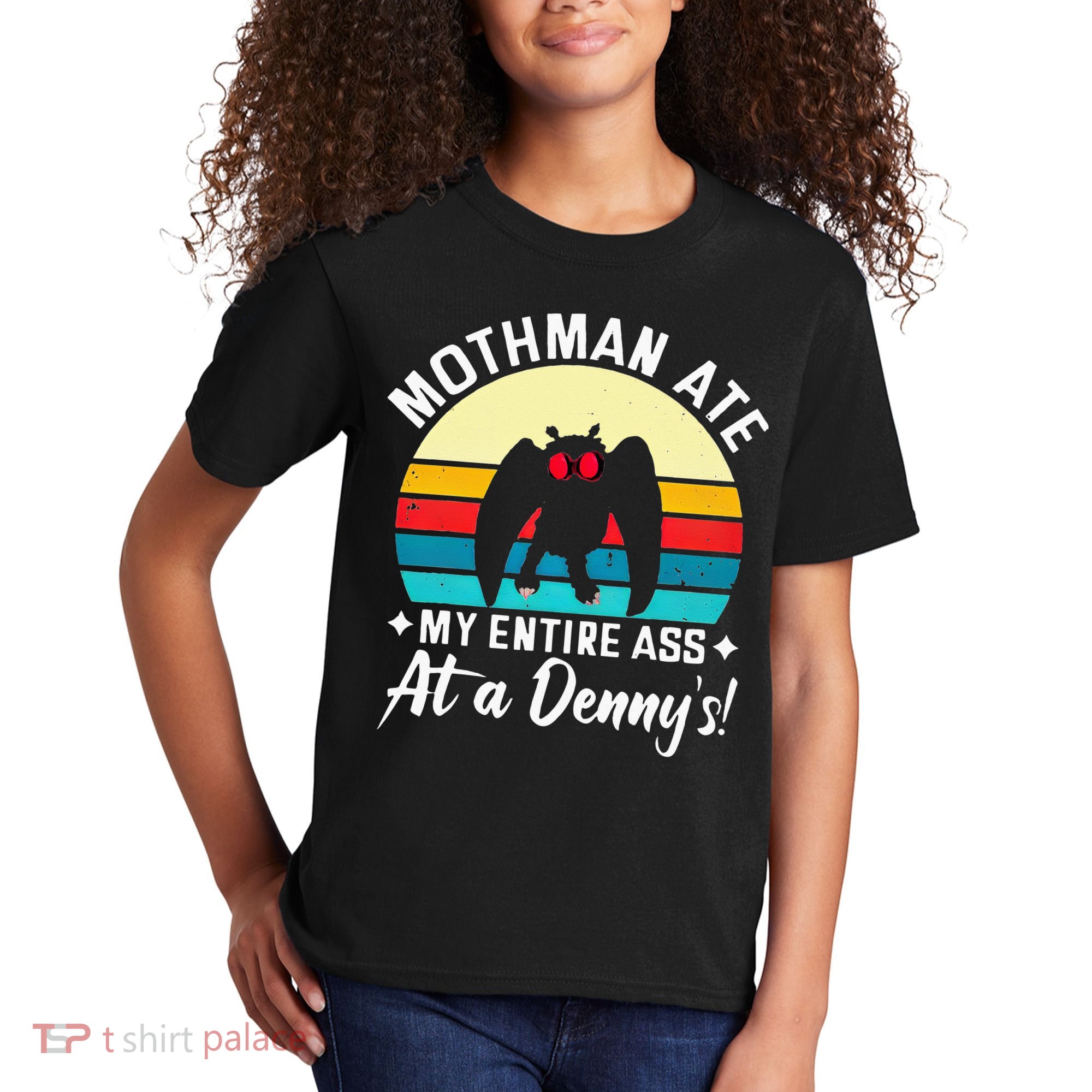 Mothman Ate My Entire Ass Vintage Mothman Cryptid Funny Kids T-Shirt