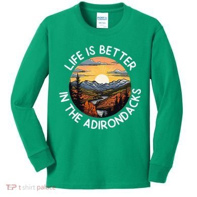 Moose Adirondack Mountains Life Is Better In The Adirondacks Kids Long Sleeve Shirt