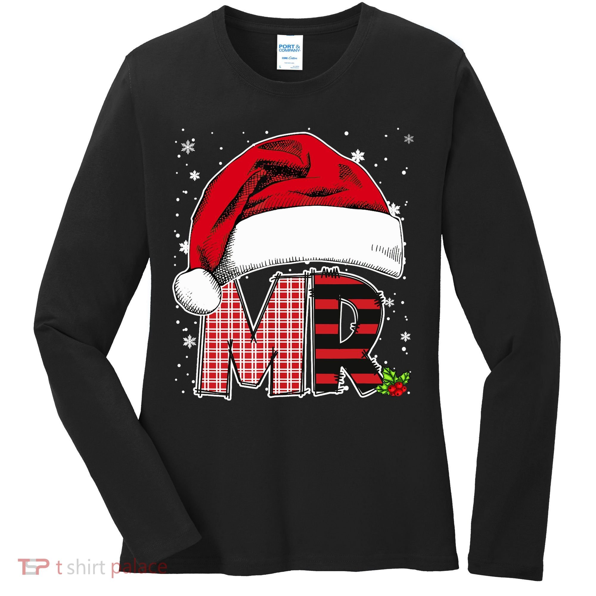 Mr And Mrs Claus Couples Matching Christmas Pajamas Santa Women's Long Sleeve Shirt