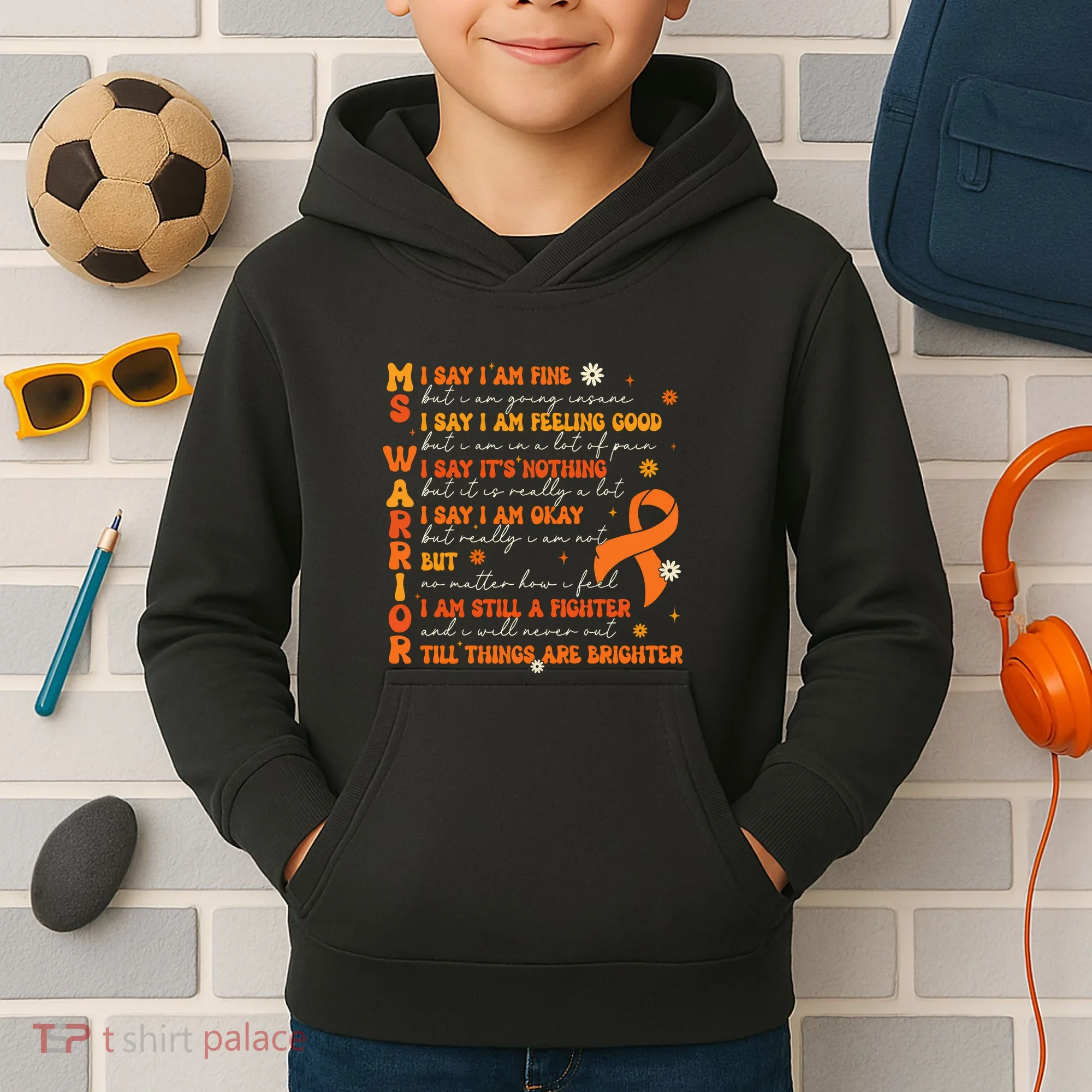 Ms Awareness Multiple Sclerosis Awareness Kids Hoodie