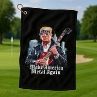 Make America Metal Again Trump Rock Heavy Music Thrash Golf Towel thumb 1