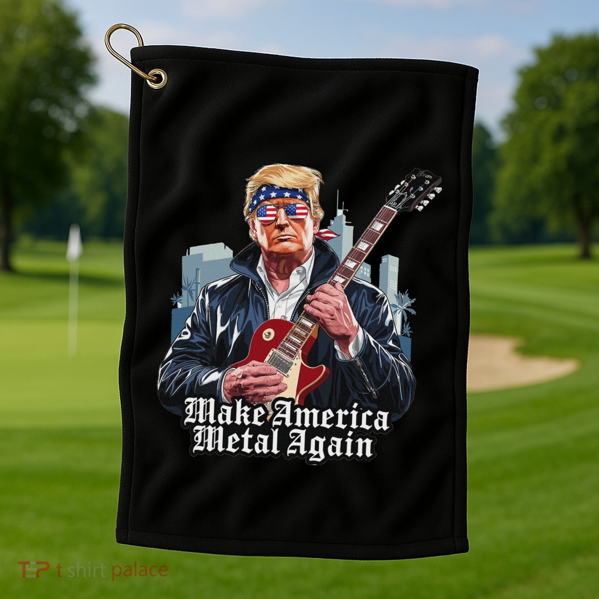 Make America Metal Again Trump Rock Heavy Music Thrash Golf Towel