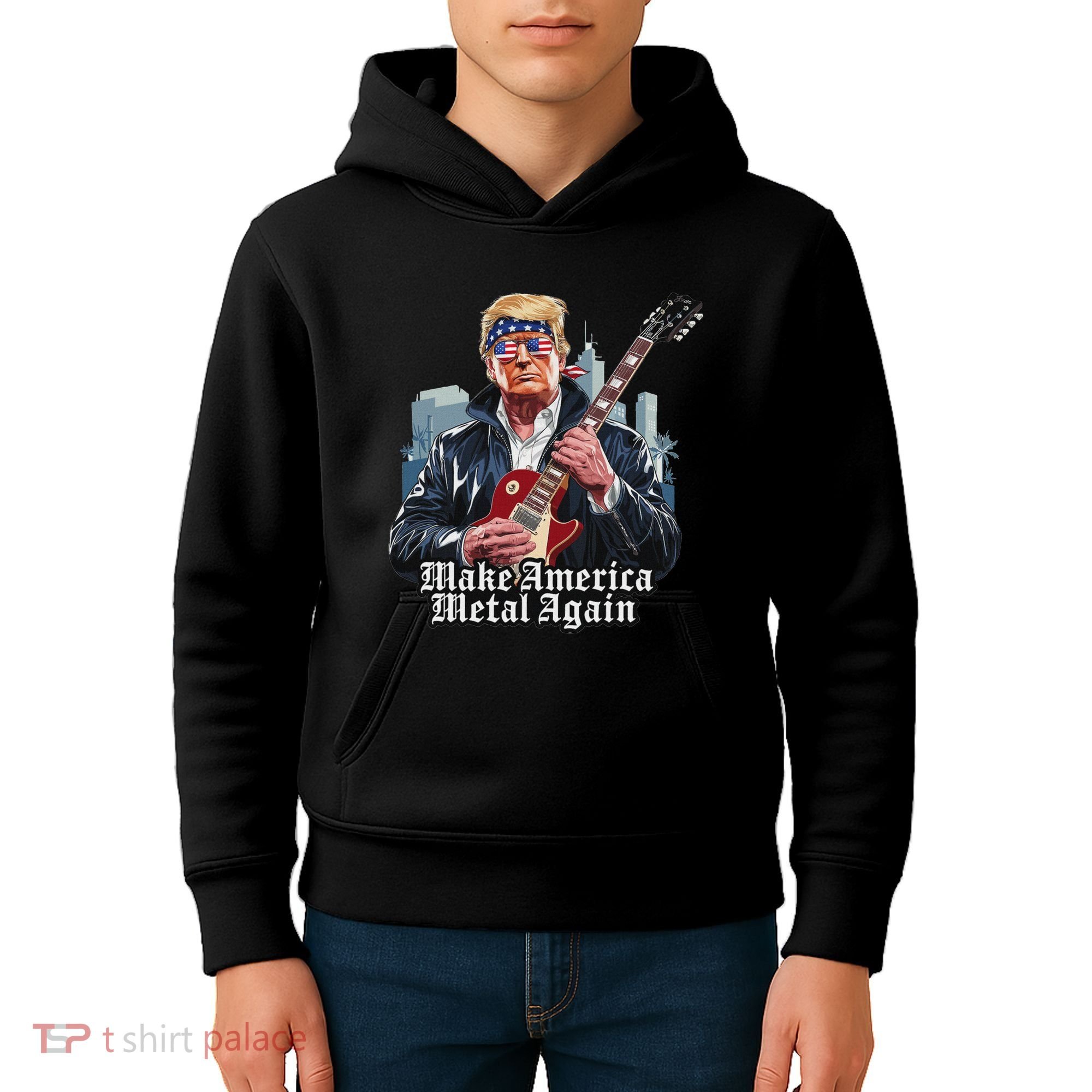 Make America Metal Again Trump Rock Heavy Music Thrash Kids Hoodie