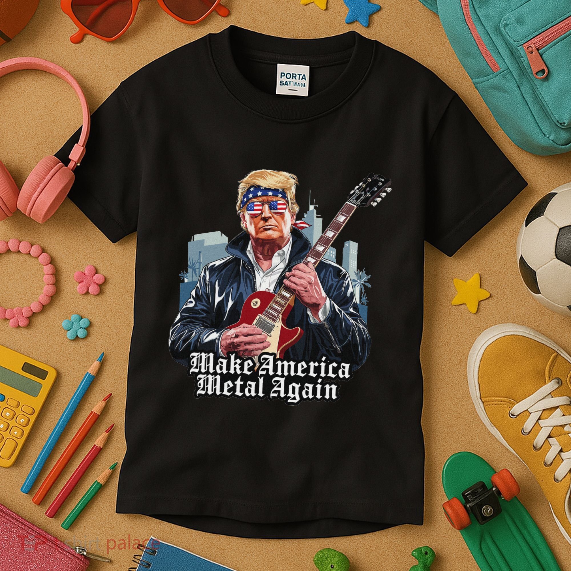Make America Metal Again Trump Rock Heavy Music Thrash Kids T-Shirt
