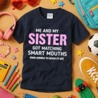 Me And My Sister Got Matching Smart Mouths Funny Sisters Kids T-Shirt thumb 3