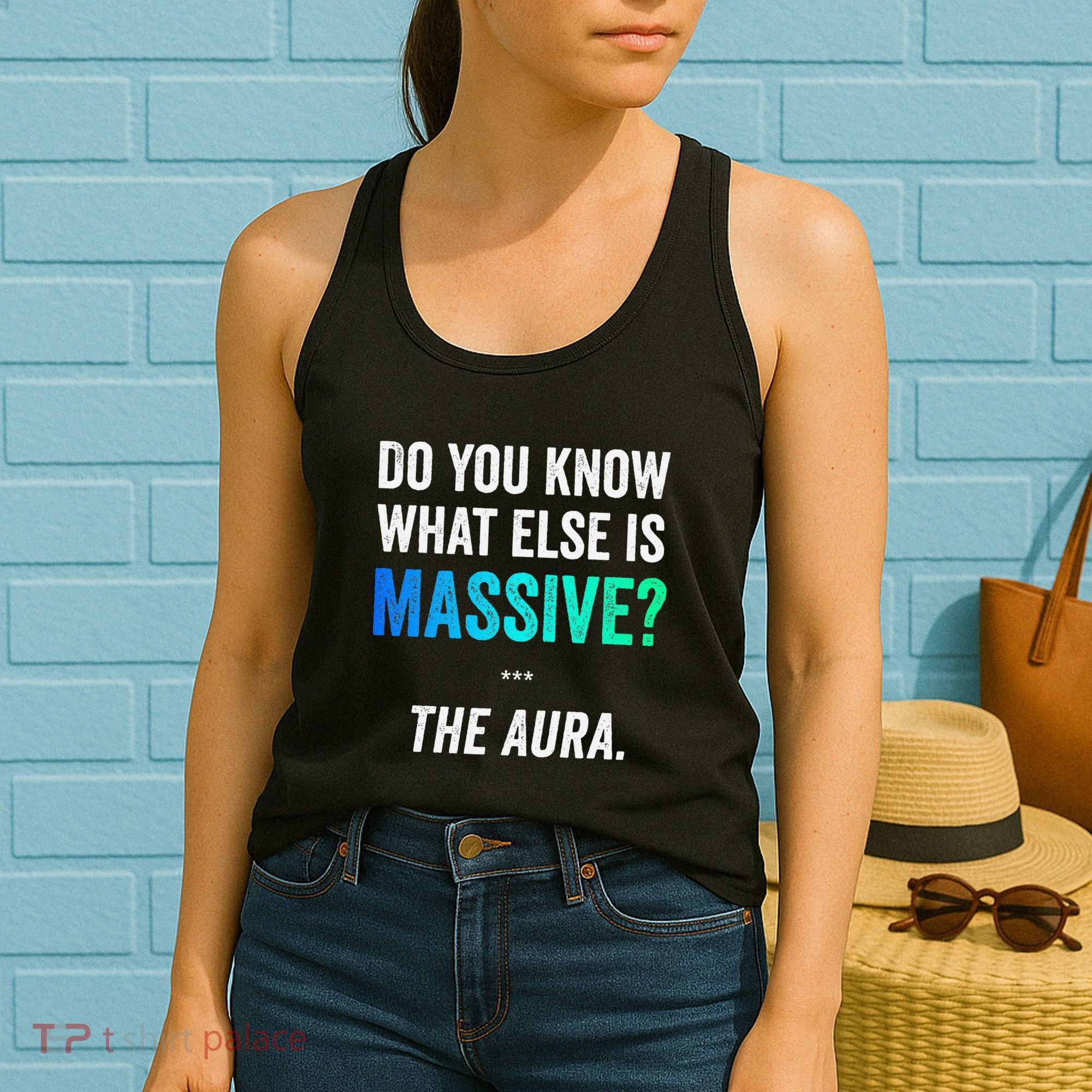 Massive Aura Meme Funny Gen Z Slang Gaming Meme Aura Women's Tank Top