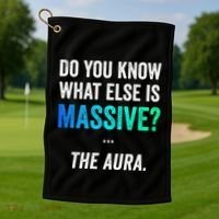Massive Aura Meme Funny Gen Z Slang Gaming Meme Aura Golf Towel thumb 1
