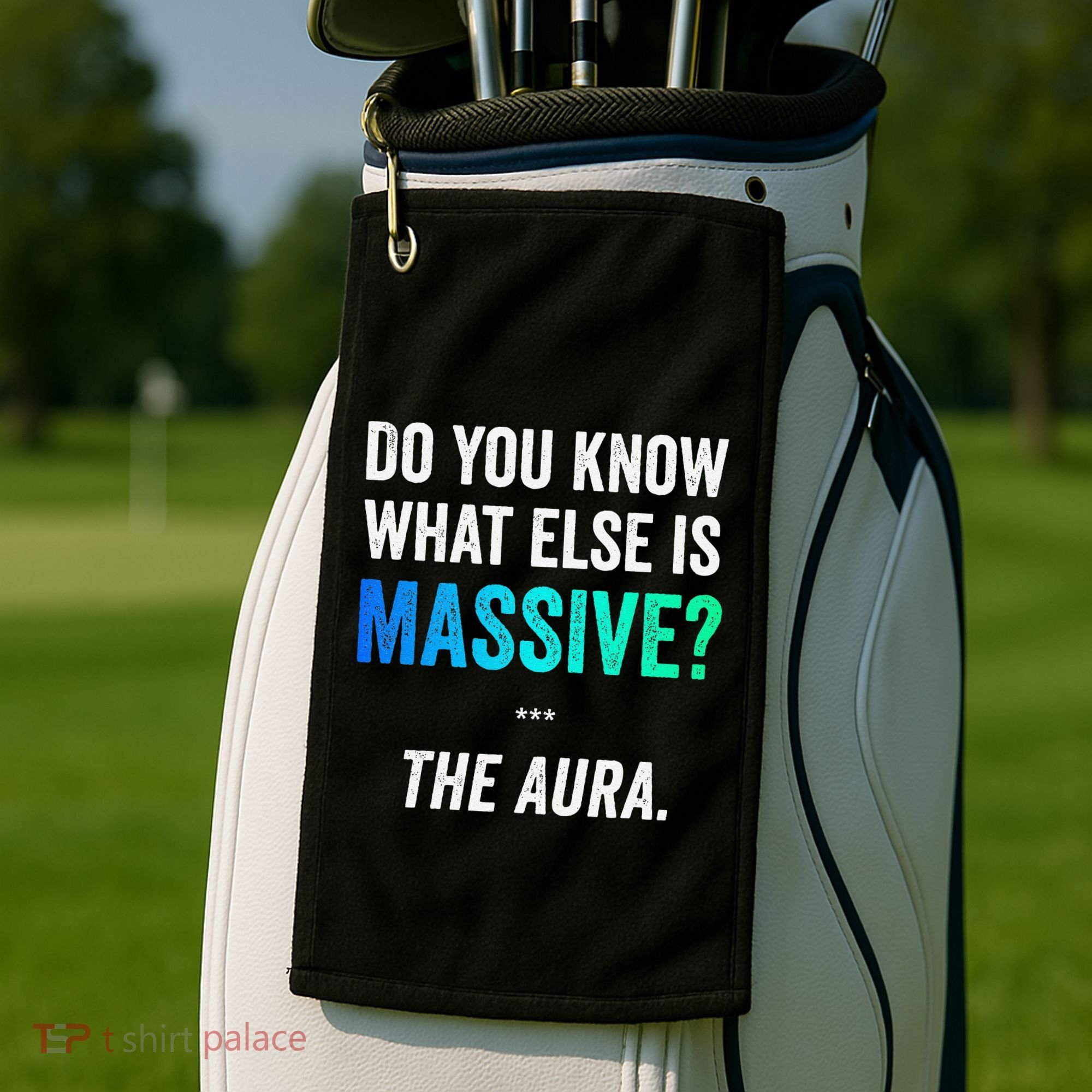 Massive Aura Meme Funny Gen Z Slang Gaming Meme Aura Golf Towel