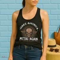 Make America Metal Again Skull Rock And Roll Heavy Music Women's Tank Top thumb 2